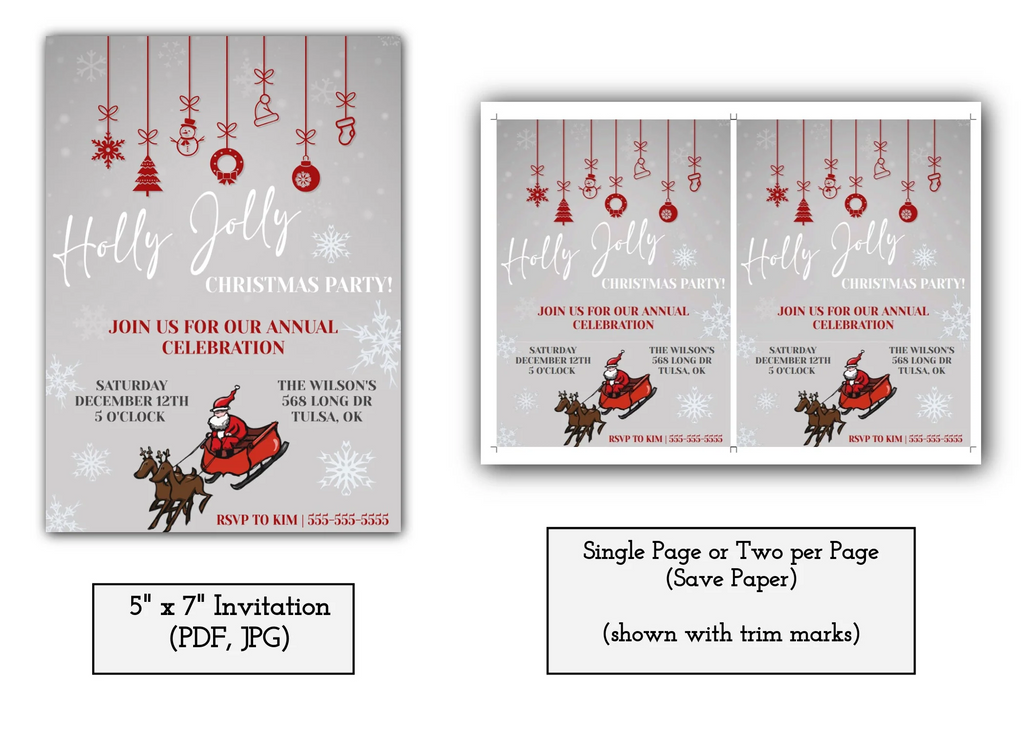 Christmas Party Invitation Template - Digital & Printable