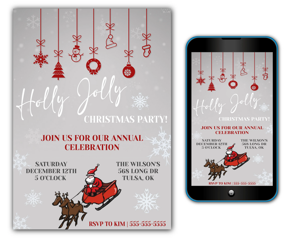 Christmas Party Invitation Template - Digital & Printable