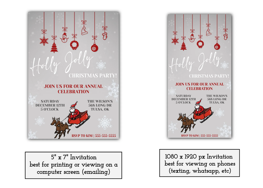 Christmas Party Invitation Template - Digital & Printable