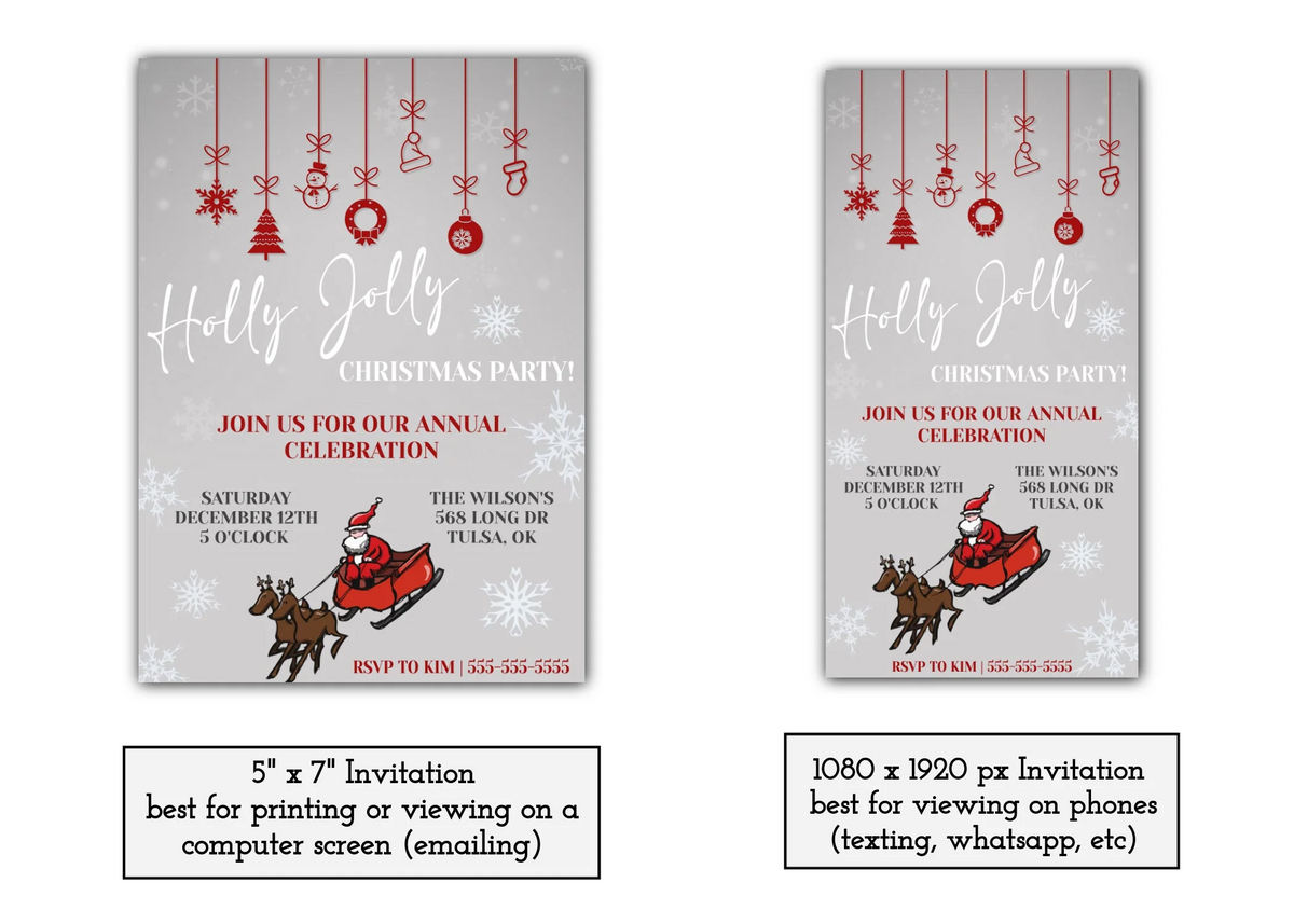 Christmas Party Invitation Template - Digital & Printable