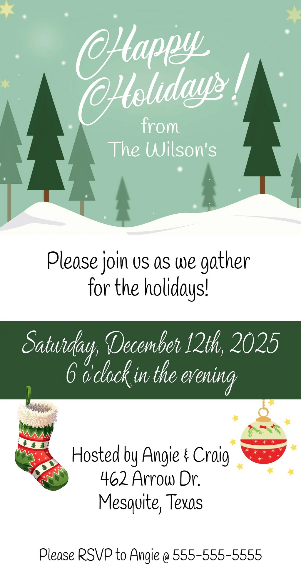 Happy Holidays Christmas Party Invitation Template - Digital & Printable