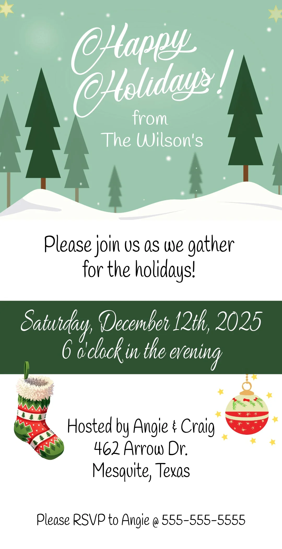 Happy Holidays Christmas Party Invitation Template - Digital & Printable