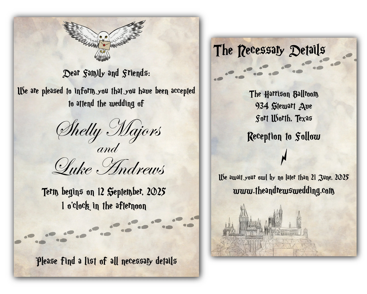 Magical Harry Potter Wedding Invitation Template - Printable & Digital