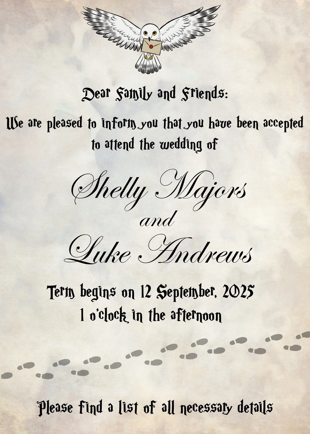 Magical Harry Potter Wedding Invitation Template - Printable & Digital